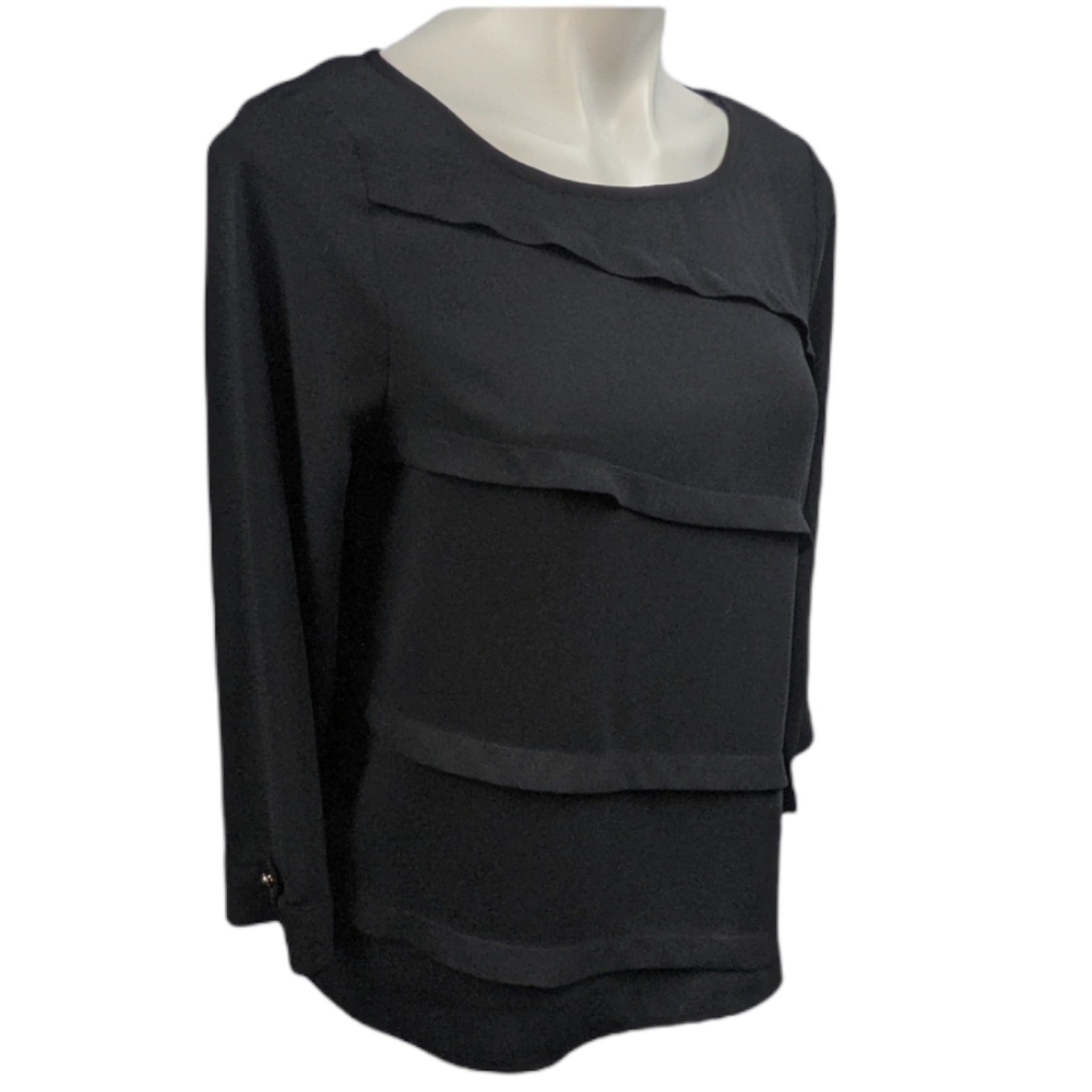 Dana Buchman Ruffle Front 3/4 Sleeve Blouse Sz Med